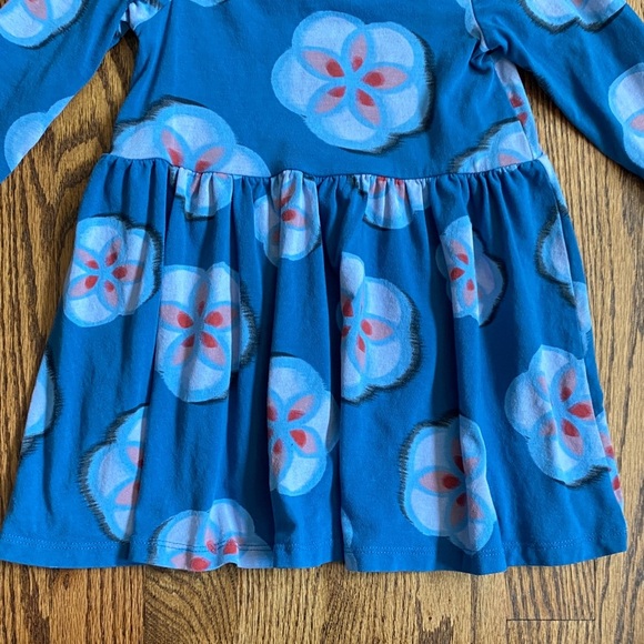 Tea Collection blue floral ruffle collar ballet long sleeve dress, size 2. - Picture 5 of 12